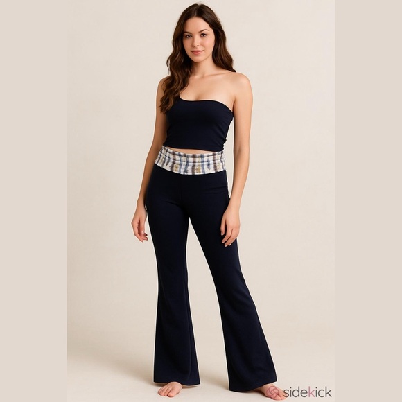 Pink Lotus Pants - Pink Lotus Navy Blue Tie Dye Yoga Pants Size Small Fold-over Waistband NWOT
